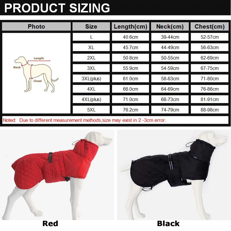 Online Waterproof Dog Clothes for Large Dogs Winter Warm Big Dog Jackets Padded Fleece Pet Coat Safety Reflective Design Dog Clothing