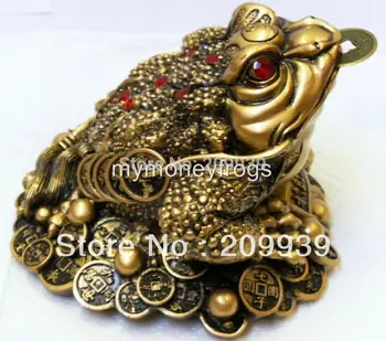 

huij 0044 NEW Oriental Lucky Wealth Large Brass Feng Shui Money Chinese Coin Frog #L2
