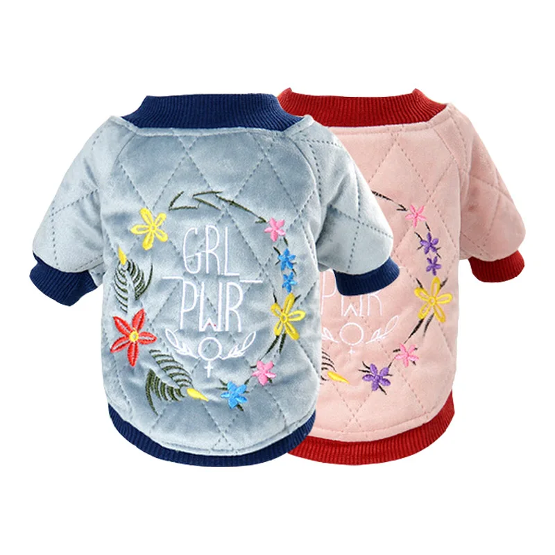 

Winter Warm Dog Clothes Puppy Costume Embroidery Chihuahua Clothes For Small Dogs French Bulldog Floral Clothing For Dogs Pug