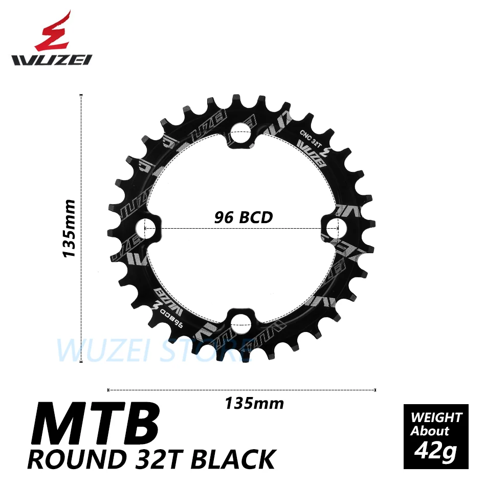 WUZEI BCD 96 мм круглая/Овальная велосипедная Звездочка MTB горная цепь колеса для Shimano ALIVIO M4000 M4050 M672 M782 GX Кривошип - Цвет: Round Black 32T