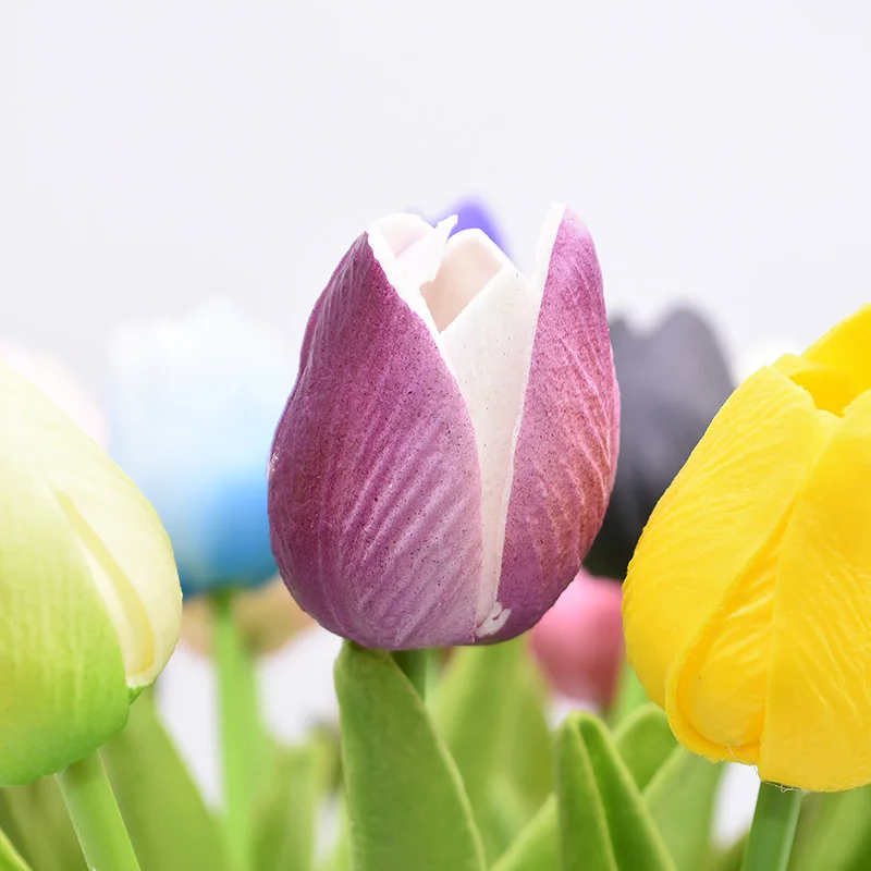 5 шт./лот, яркие искусственные тюльпаны с цветами, для украшения дома, многоцветные тюльпаны для украшения свадебного макета, искусственные цветы