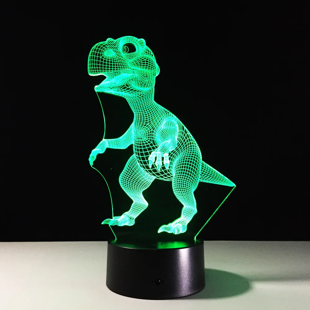 Новинка динозавр 3D ночной Светильник Красочный USB светодиодный Настольный