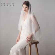 Вуаль де Mariage Обрезной край Белая свадьба слоновой кости из фатина со звездами комплект из двух Слои фатин свадебная фата Свадебные вуали Veu de Noiva дешевые свадебный аксессуар