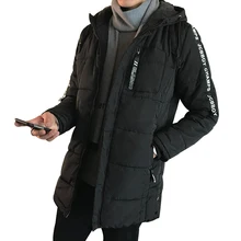 Rlyaeiz зимние куртки мужские с капюшоном тонкие корейские повседневные парки Hombre средней длины куртка с хлопковой подкладкой уплотненные теплые пальто
