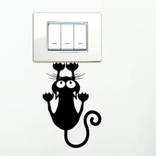 Черный милый котенок для выключателя наклейка для спальни декоративная настенная наклейка s виниловая Водонепроницаемая наклейка s 2SS0022