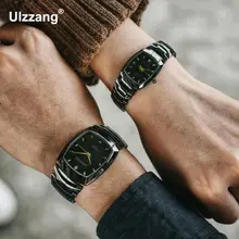 Роскошные крутые уникальные часы для влюбленных, бриллиантовые, полностью стальные, женские, мужские, нарядные, прямоугольные, кварцевые наручные часы, милые, для пары, женские, мужские часы