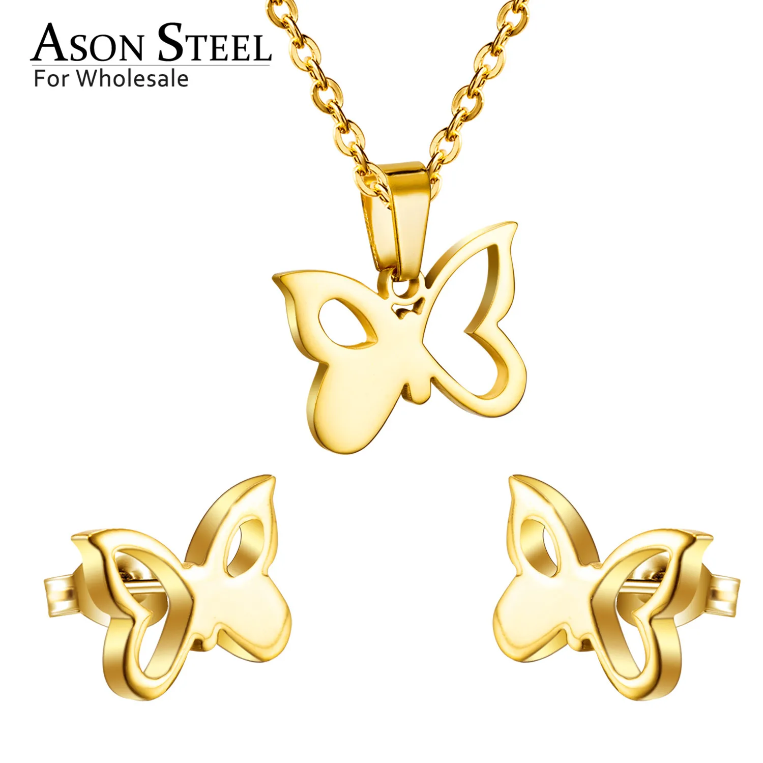 ASON сталь кубический цирконий четыре-кулон в виде клевера ожерелье для женщин ювелирный набор золото/серебро Нержавеющая сталь