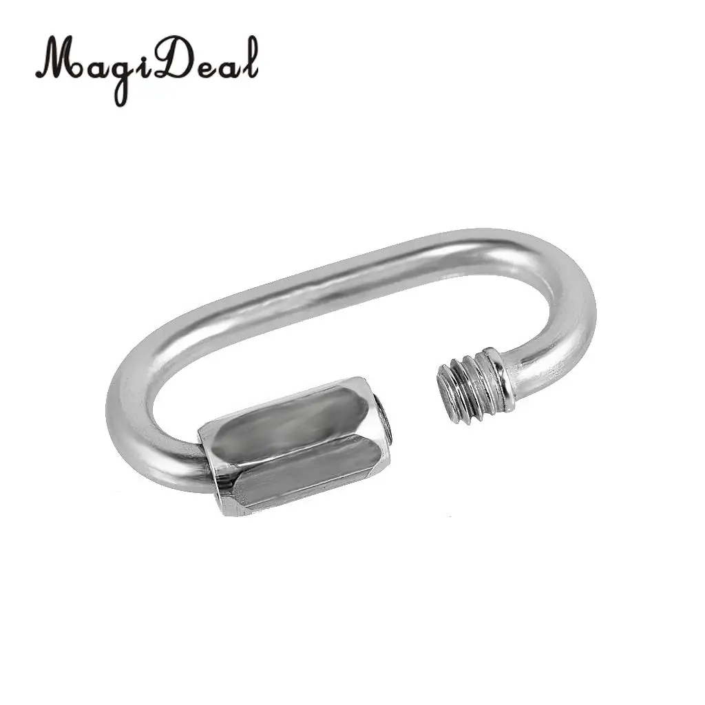 MagiDeal Safety 5mm 316 Stainless Steel Chain Quick Link Marine Grade Carabiner SWL 450KG/ 220KG for Hiking Camping Application