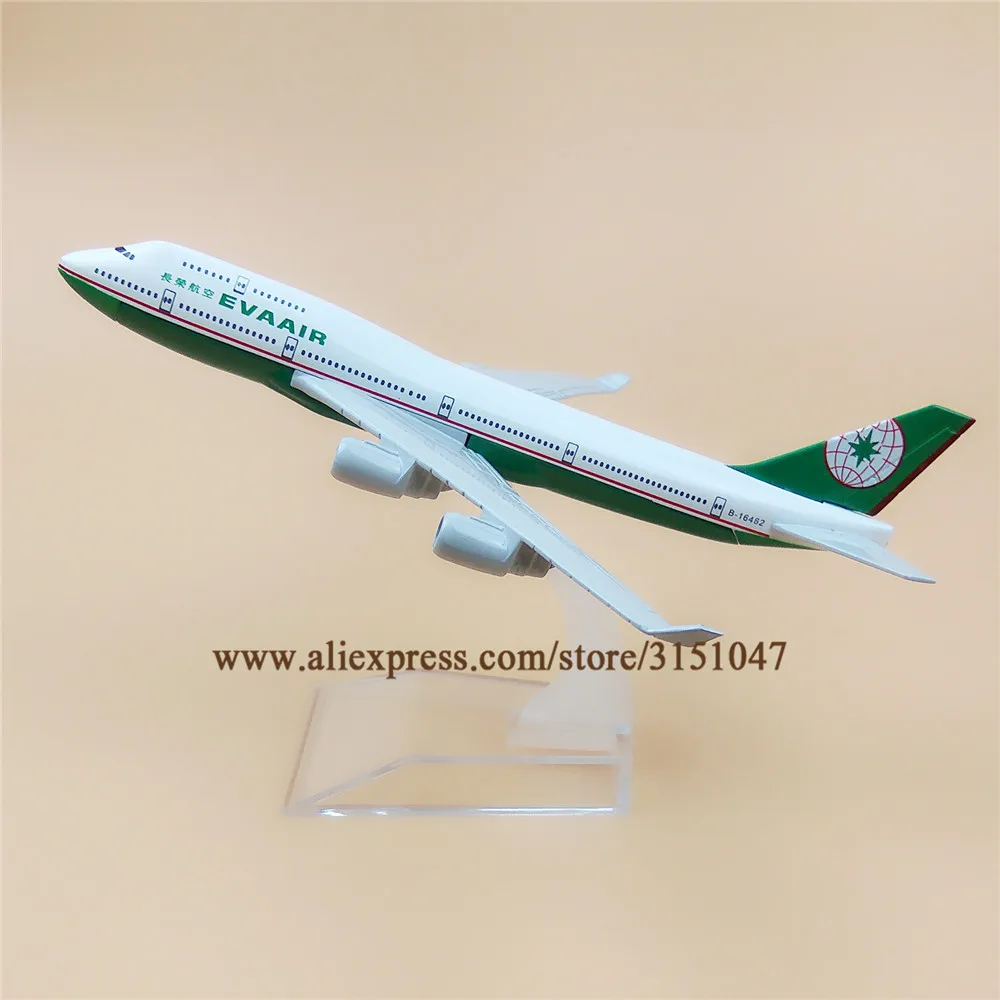 

Alloy Metal TaiWan EVA Air B747 Airlines Airplane Model EVA Boeing 747 Airways Plane Model Stand Aircraft Kids Gifts 16cm