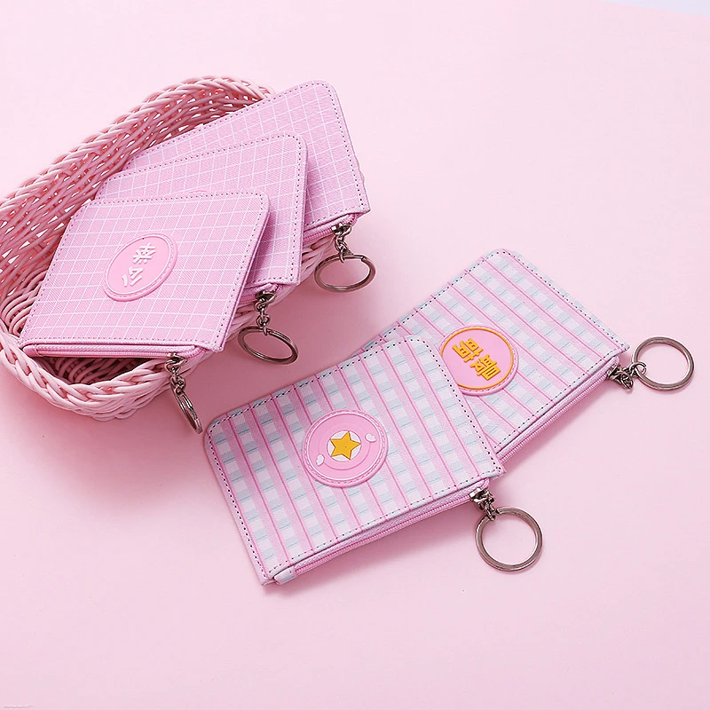 Monedero pequeño bonito de cuero Pu mujer, monedero para chica, monedero para chica, monedero para cambio de rejilla, monedero para estudiante de Lolita rosa, llavero bonito para tarjetas|Monederos| - AliExpress