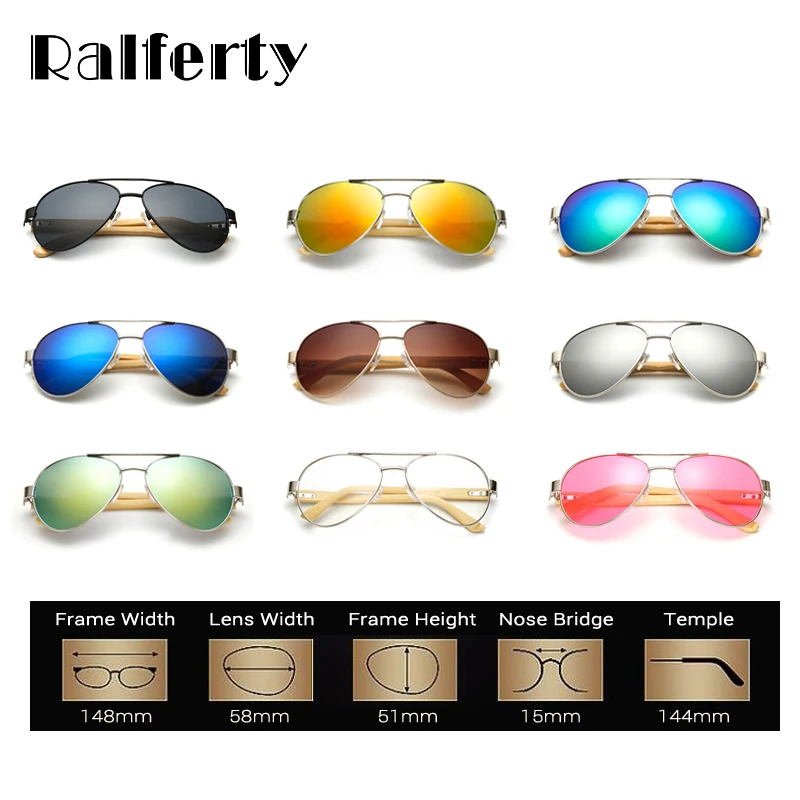 Ralferty, Ретро стиль, пилот, деревянные солнцезащитные очки для мужчин и женщин, UV400, градиентные солнцезащитные очки, для вождения, спортивные очки, оригинальные, бамбуковые, мужские солнцезащитные очки