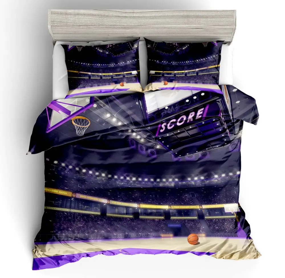 

Duvet Cover Basketball game cartoon fashion simple wind 2/3pcs British Style Family student dormitory Quilt cover pillowcase