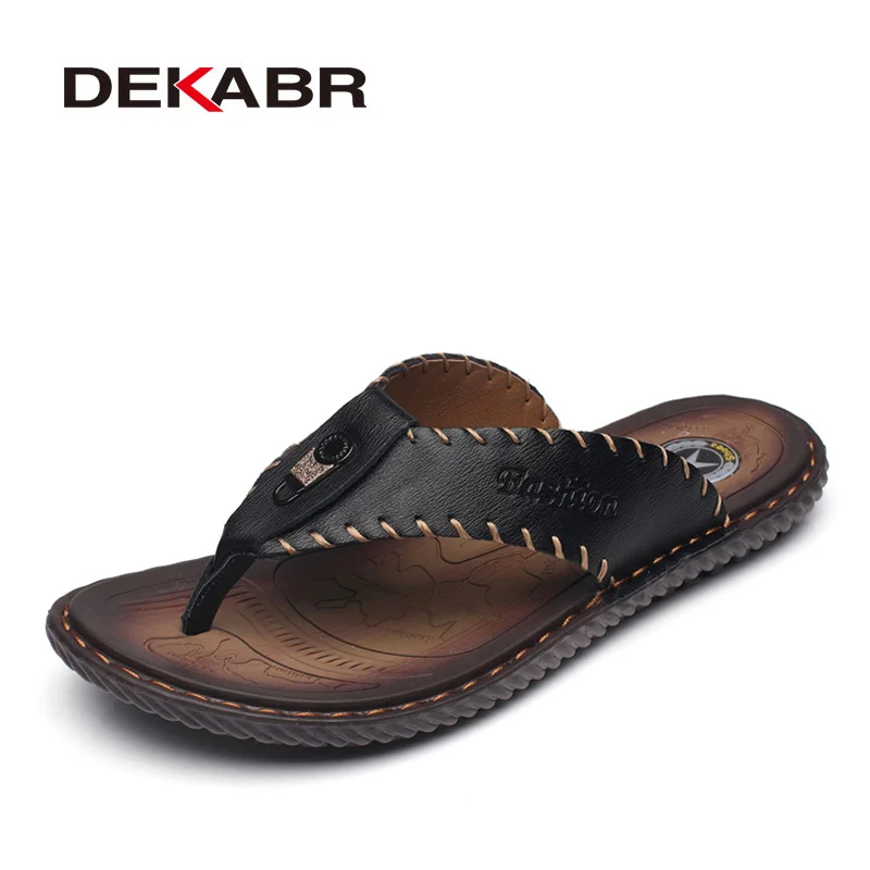 En Ligne DEKABR Nouvelle Arrivée D été Hommes Flip Flops Haute Qualité Plage Sandales Hommes antidérapants Pantoufles Zapatos Hombre Casual Chaussures hommes