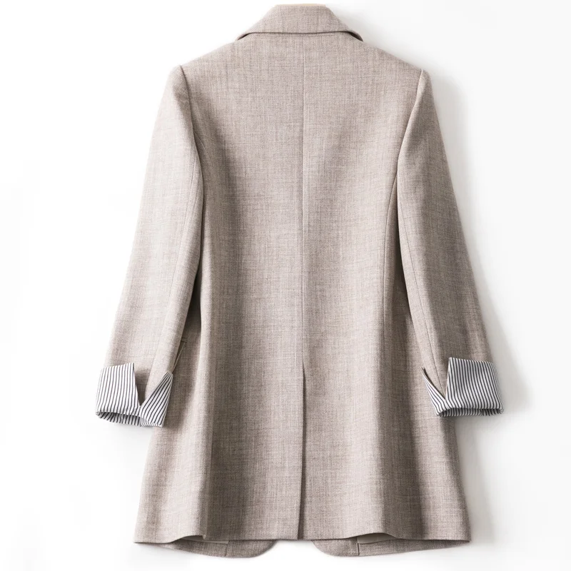 Shuchan Women Blazers Feminino Long Jackets Women Notched Single Button Solid Bleizer Mujer 2019 Office Lady jacket women autumn