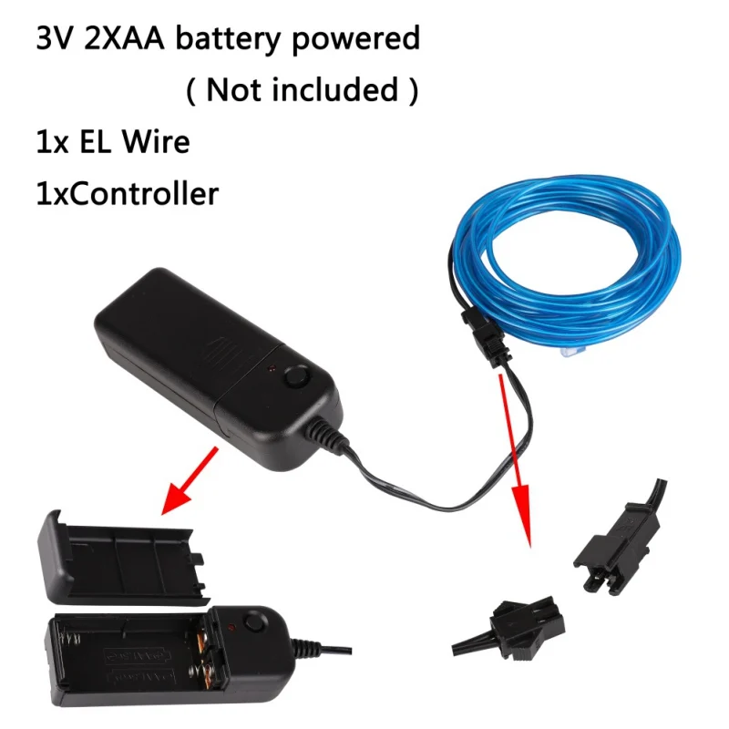 1M2M/3m/5 M El провода Водонепроницаемый Светодиодные ленты светильник неоновый светильник свечение светильник плавающий канат трубки кабель+ Батарея контроллер вечерние украшение автомобиля