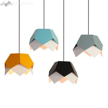 

JW Nordic Modern Creative Pendant Lights Colorful Lampshade Iron Pendant Lamp for Living Room Bedroom Bar Home Lighting Fixtures