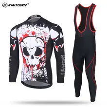 XINTOWN Men Long Sleeve Cycling Jersey Set MTB Bike Clothing Breathable Bicycle Jersey Clothes Black Bike C