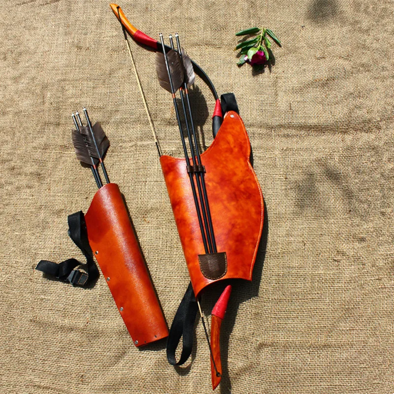 Online Leder Bogenschießen Köcher Pfeil Schießen Jagd Tasche für Pfeil und Bogen Verbindung Recurve Bogen Tasche Pfeile Halter