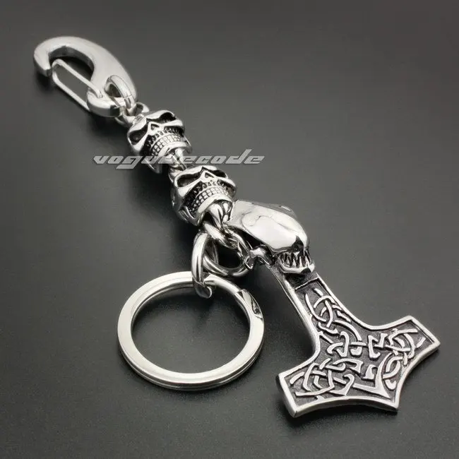 

316L Stainless Steel Alien Predator AVP Thor's Hammer Mens Keychain 6R001KC Clasp 3P1