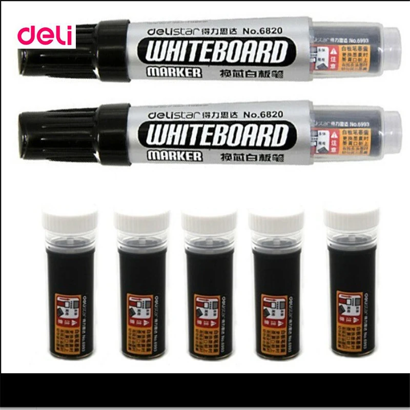 

Deli Famous School & Office Stationery Large Capacity Ink Dry Erasable Markers Chancery Refillable Whiteboard Marker Pens