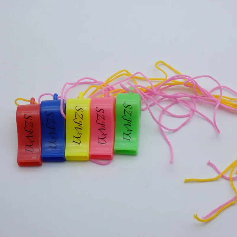 

Children's toys whistle traditional whistle fan whistle plastic color with a rope whistle kindergarten party child gift toys