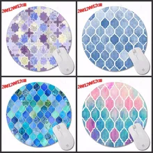 Rainbow Pastel Watercolor Moroccan Pattern Prints Mouse Pad Small Size Round Gaming Non-Skid Rubber Pad For PC Computer Laptop