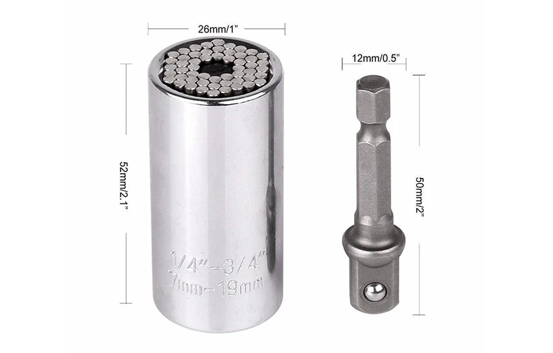 TUUTH 2 PieceSet Universal Socket Wrench 7-19mm Adjustable Torque Ratchet Socket Wrench Set Spanner Multi-Function Hand Tool Set A8