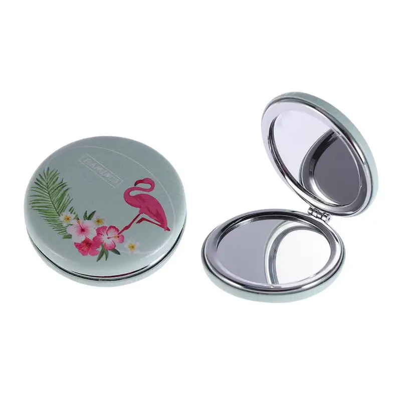 

1pc Portable Macaron Mini Mirror Flamingo Pattern Round Purse Folding Makeup Mirror Pocket Mirror for Women Girls (Pink)