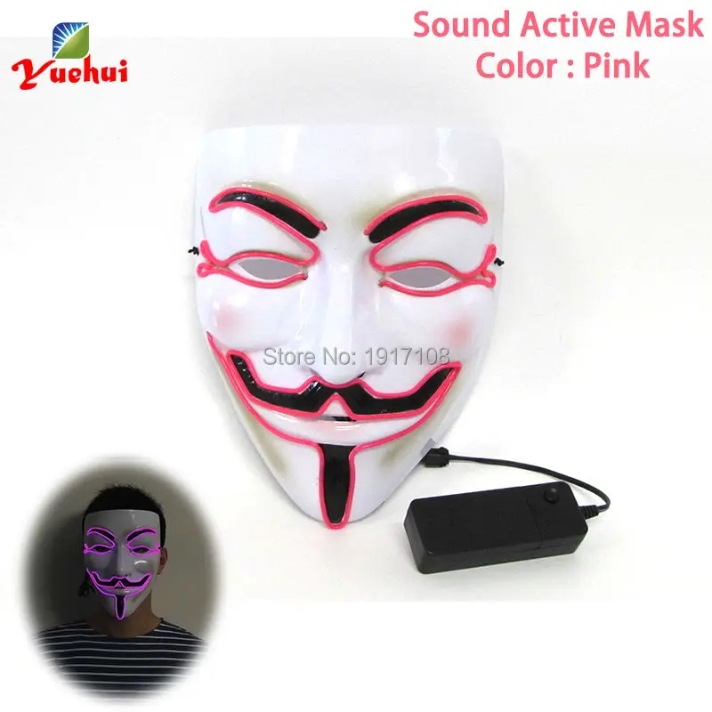 EL wire мигающая модная маска на Хэллоуин 10 цветов светодиодный светящийся подарок с Sound звуком активных водителей Вечерние Маски