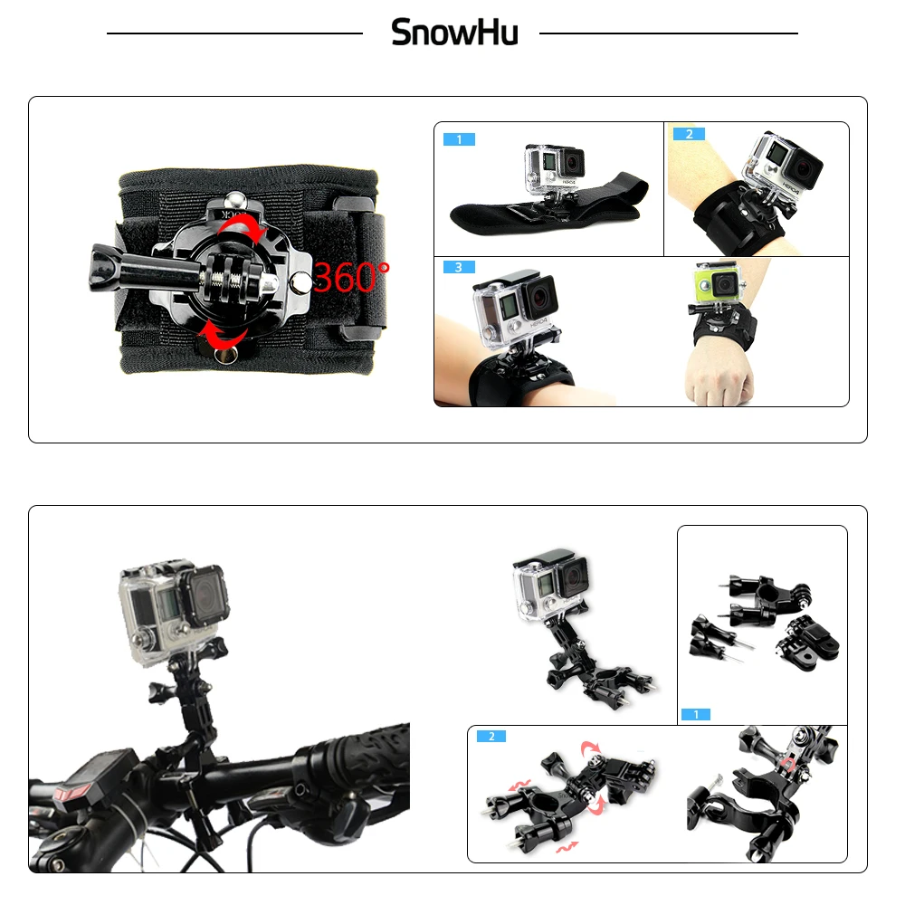 Snowhu для GoPro Hero Интимные аксессуары комплект крепления на монопод для Go Pro Hero 6 5 5S 4 3+ 3 для EKEN H9 для Xiaomi для Yi Для 4 К GS42