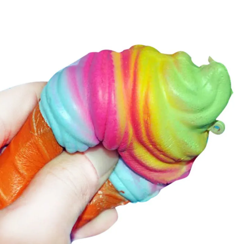 10 см Jumbo Squishy Ranbow конус для мороженого Jumbo PU медленно поднимающаяся мягкая игрушка для снятия стресса
