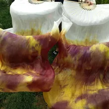 Новинка Шелковый Танец живота Шелковый веер вуаль пар Профессиональный Бамбуковый Веер-Вейл подгонянный цвет 180 см