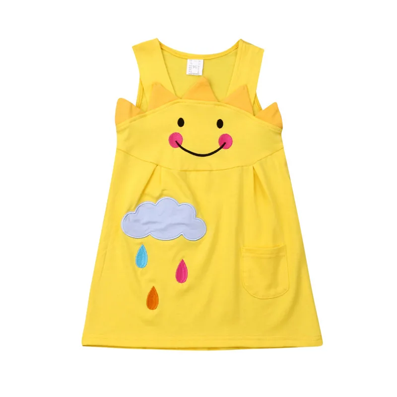 

Kids Baby Girls Sleeveless Dress Lovely Cotton Clothes Sun-Shaped Tank Sundress with Pocket Cute Girl Straight Dresses 1-6Y
