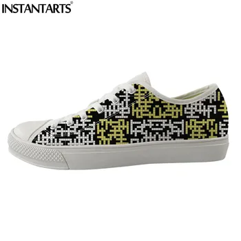 

INSTANTARTS Vulcanize Shoes Crossword Puzzle Printed Men High Quality Casual Shoes Skateboarding Walking Shoes for Boy Sneakers