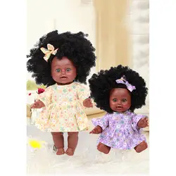 35 см Африканский черный кукла для ручной работы Силиконовая Винил очаровательны реалистичные малыша Reborn Baby Doll детские игрушки подарки