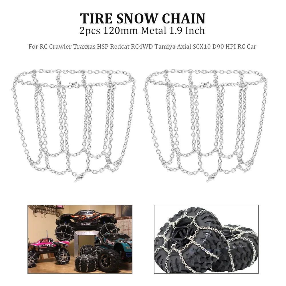 

1.9 Inch Hub 120mm 128mm Tire Snow Chain Anti-Skid Chain Metal for Traxxas HSP Redcat RC4WD RC Car Tamiya Axial SCX10 D90 HPI