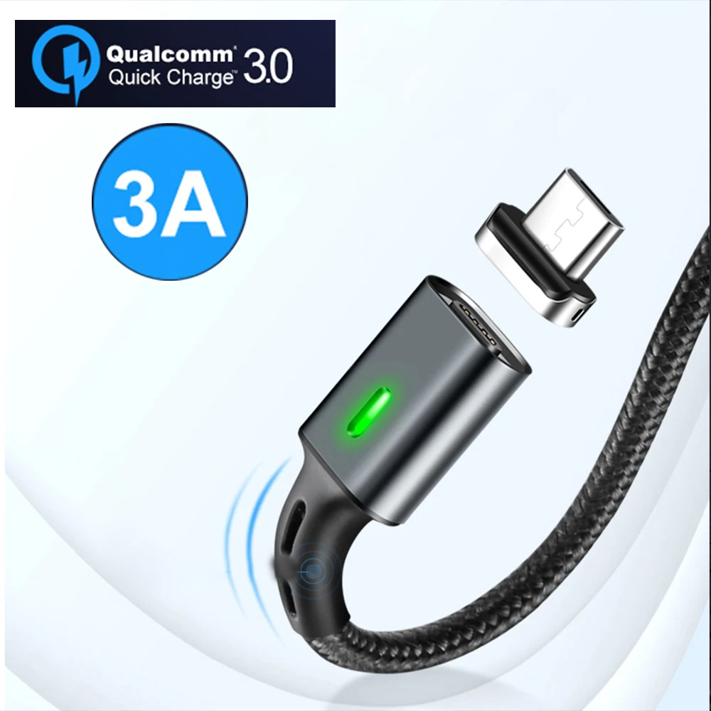 

3A Quick Magnetic QC 3.0 Cable Micro USB Cable for Iphone Charge Micro USB Magnet Charger Cable Wire for Samsung Xiaomi Huawei