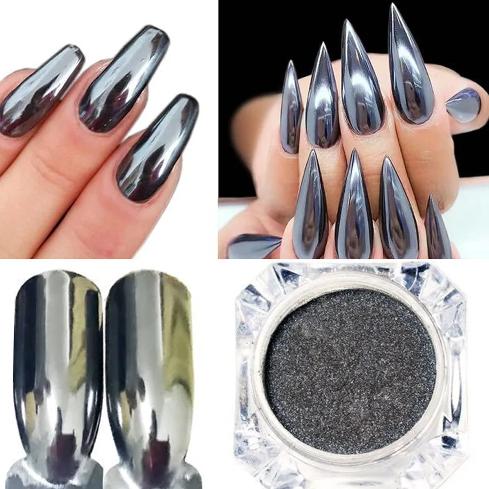 New 1Box Women Girl Sexy Mirror Nail Polish Plating Silver Paste Metal Color Gel Stainless Steel DIY Glitter p# dropship | Красота и