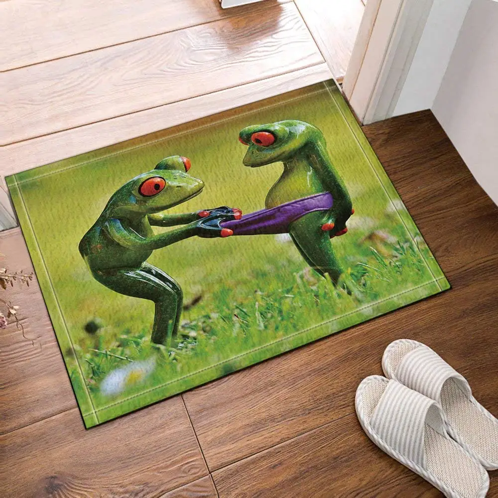 

Animals Decor Frogs fall in Lover Bath Rugs NonSlip Doormat Floor Entryways Outdoor Indoor Front Door Mat Kids Bath Mat Bathroom