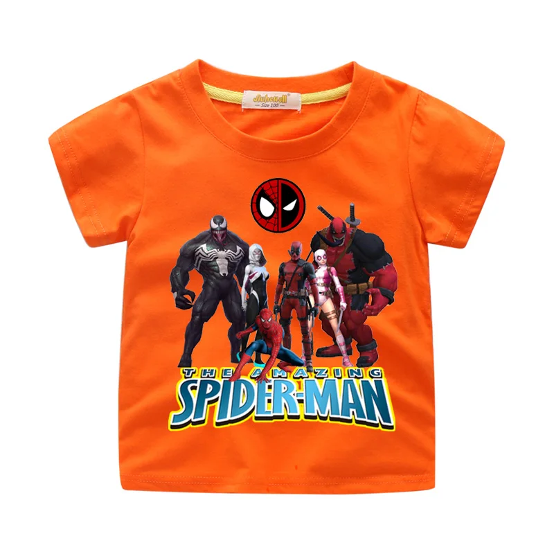 Toddler Boy Girls T-shirts Cartoon Cute Spiderman Print Tshirts Costume Children Summer Clothing Kids Short Sleeve Tee Top WJ207 (4)