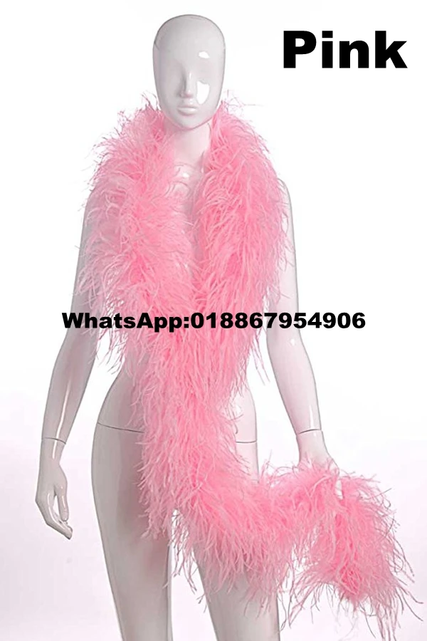 4ply Ostrich Feather Boas Pink Color Dyed Fluffy Feather Fringes Trims
