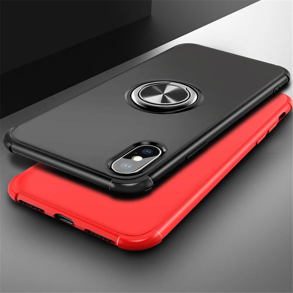 

Phone Case sFor iPhone X XS Max XR Case Luxurry Soft Silicone Magnetic Ring Shockproof Cover For iPhone XS X XR Case Cover Capa