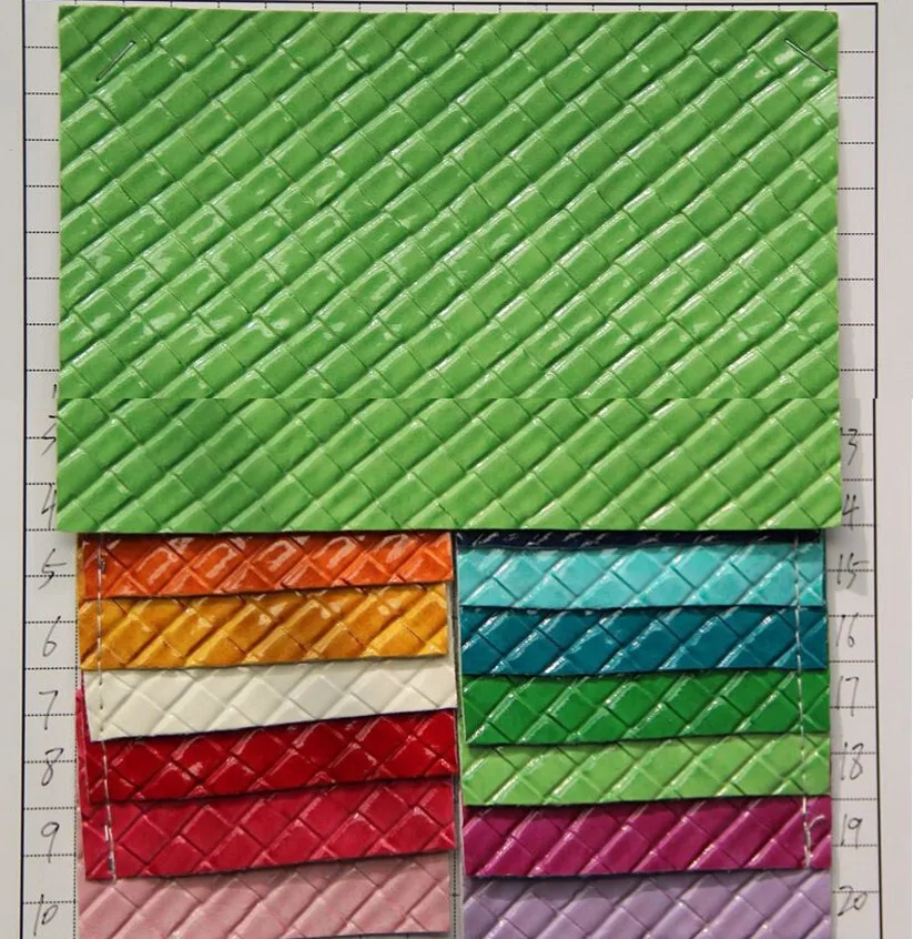 New high quality PVC leather / high gloss synthetic leather fabric weave pattern material