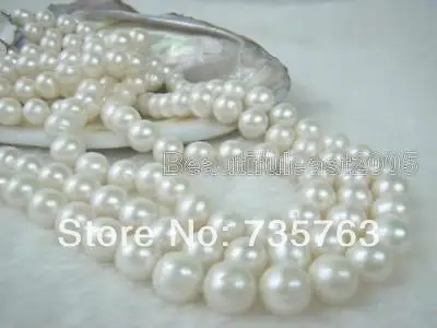 

HOT 001350 Charming 3row 9-10mm AAA+ akoya pearl necklace 14Kclasp jewelry