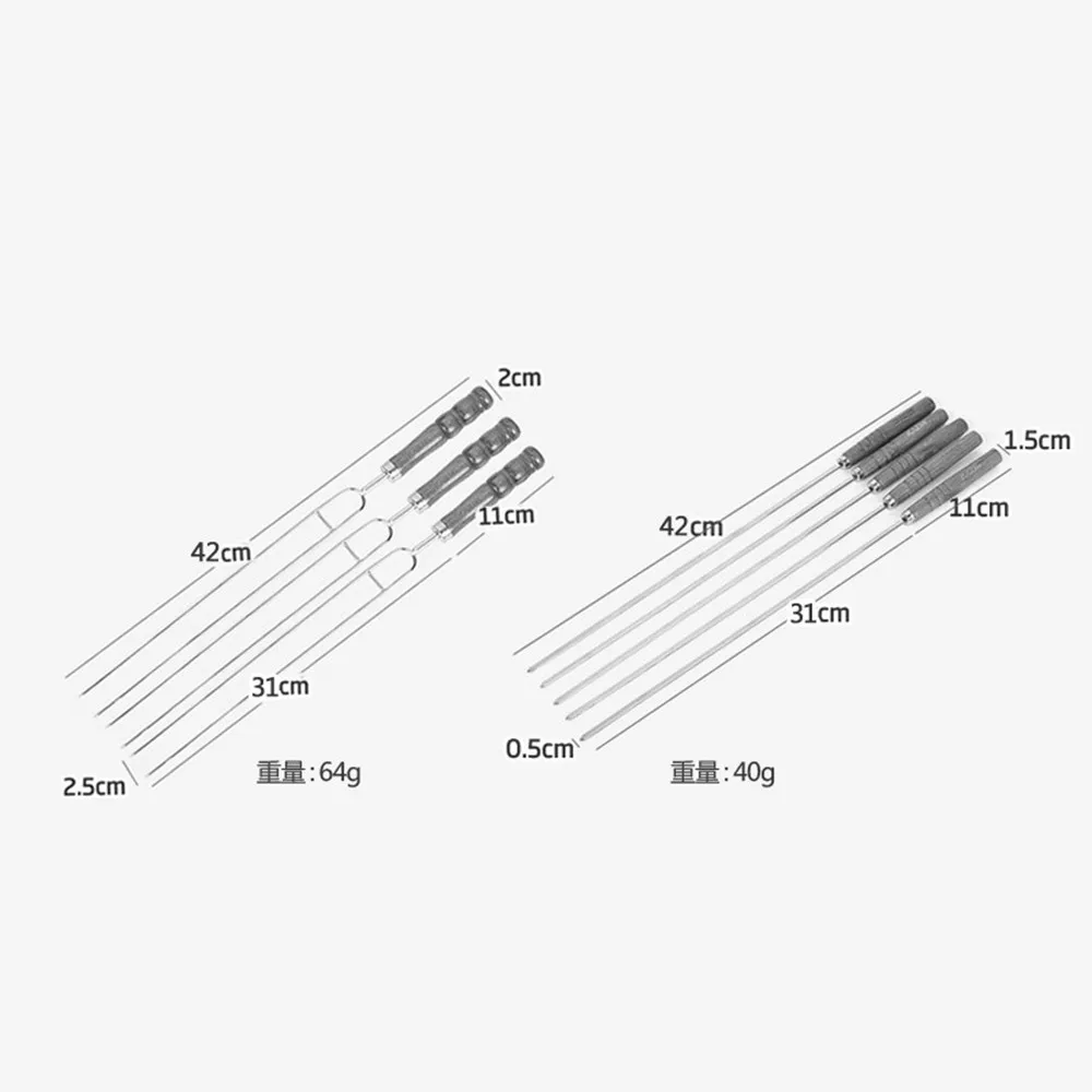7 шт./лот высокое качество Нержавеющая сталь шампуры для барбекю мясо шампур для барбекю на открытом воздухе шампура для шашлыка для жарки и барбекю вилки палочки на плоской подошве