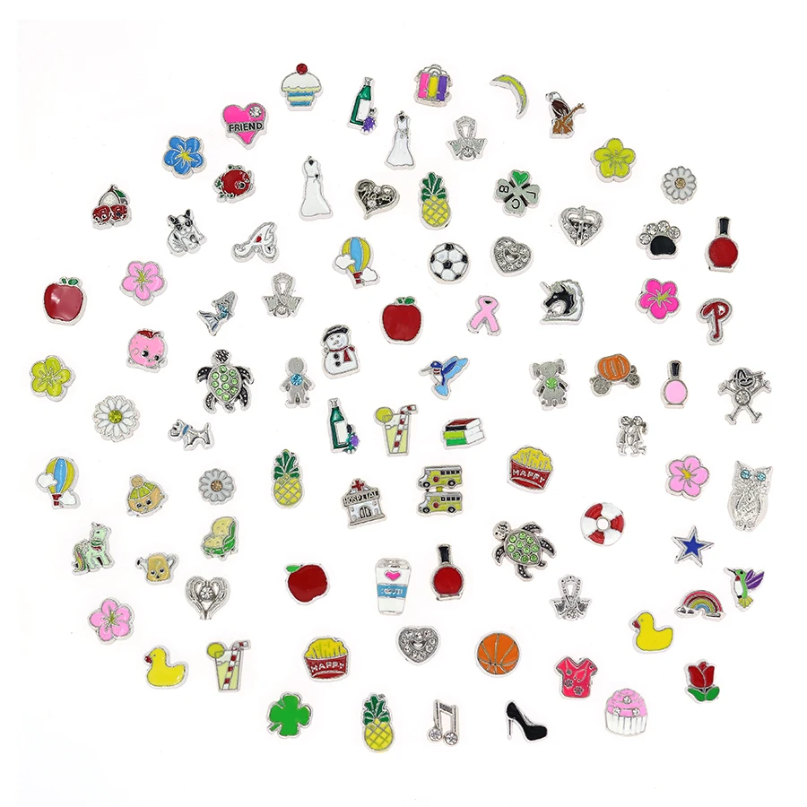 

100pcs/lot Random Charms Floating Charms For Floating Memory Living Glass Lockets Jewelry Accessories