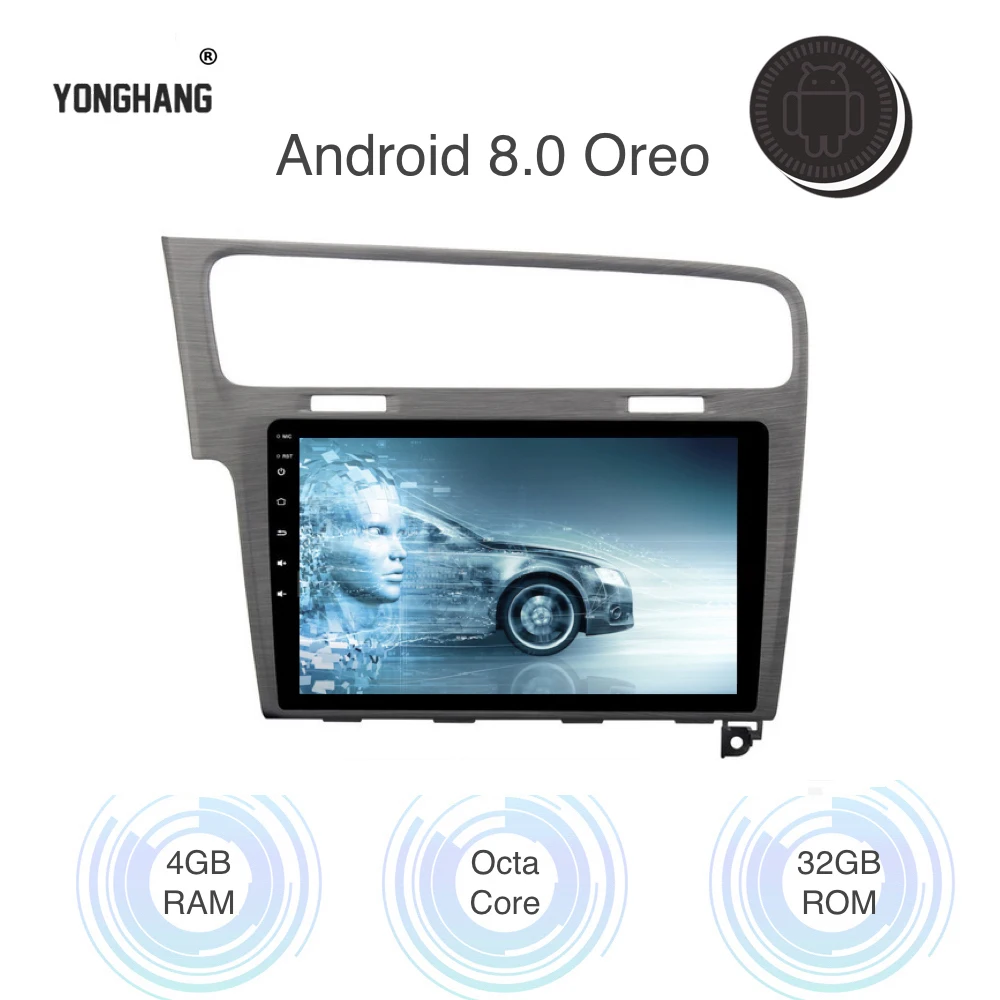 

10.2" Android 8.0/7.1 1 din Car GPS Navigation for VW Golf 7 Multimedia 2013 2014 2015 2016 2017 1080P Steering Wheel Control