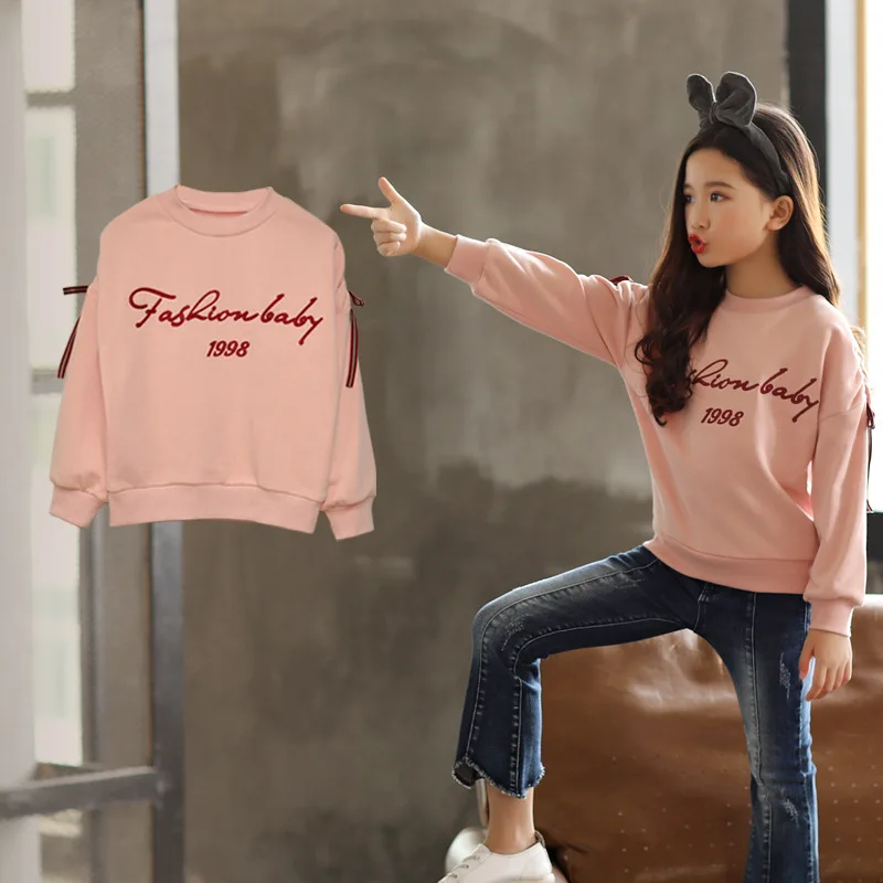 

2018 Autumn New Girls Outerwear Loose Kids' T-shirt Children Cotton Sweatshirt Toddler Tee Tops Baby Bow Coat,#3105