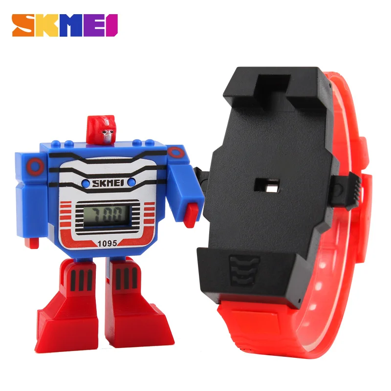 SKMEI Fashion Digital Children Watch Date Cartoon Kids orologi sportivi Relogio Robot Transformation ragazzi orologi da polso 1095