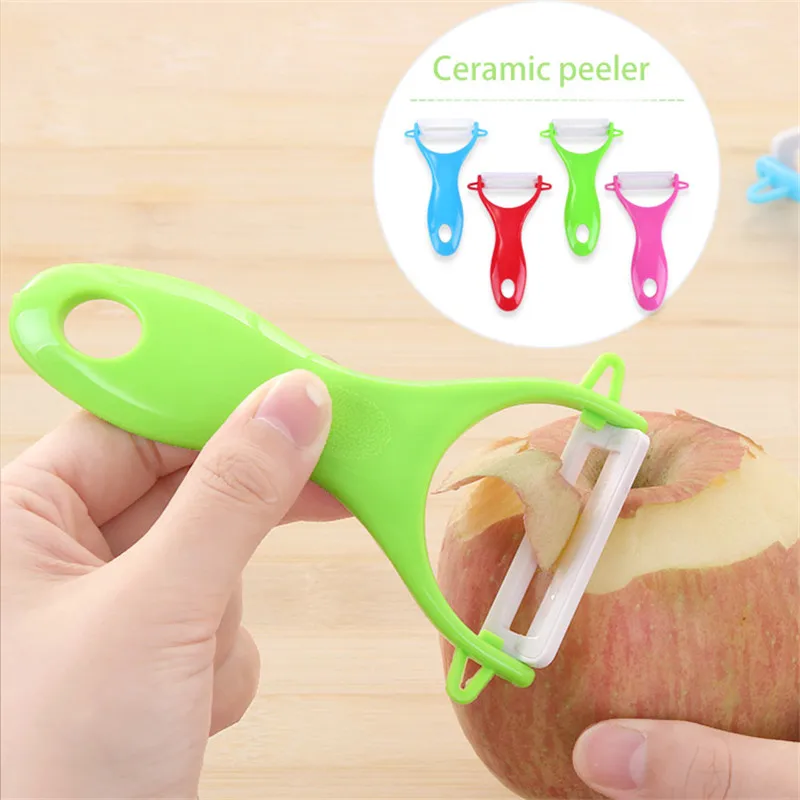Jane Ju 2PCS Portable multifunctional ceramic fruit knife peeler fruit